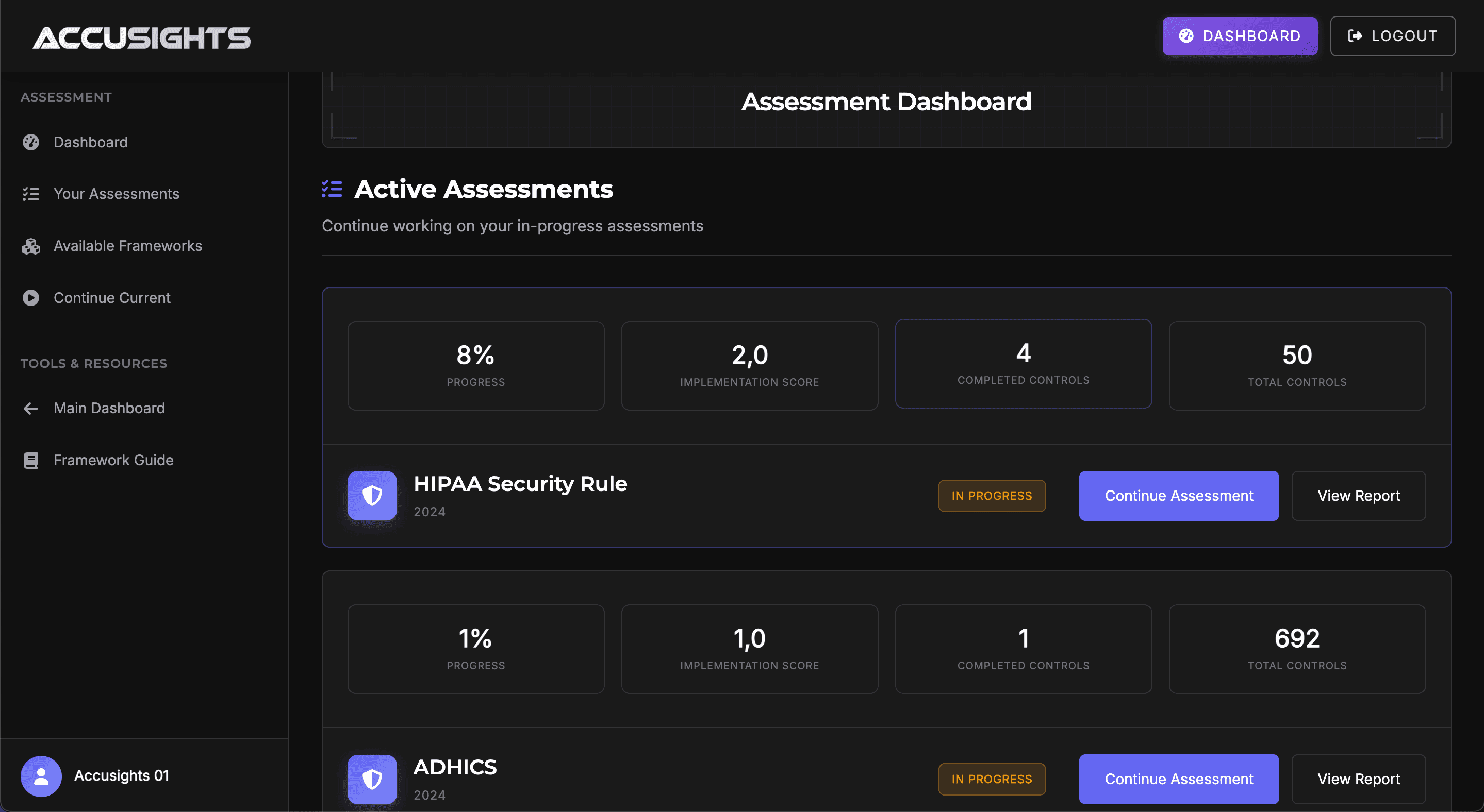 Federal compliance dashboard showing automated evidence collection and audit reports